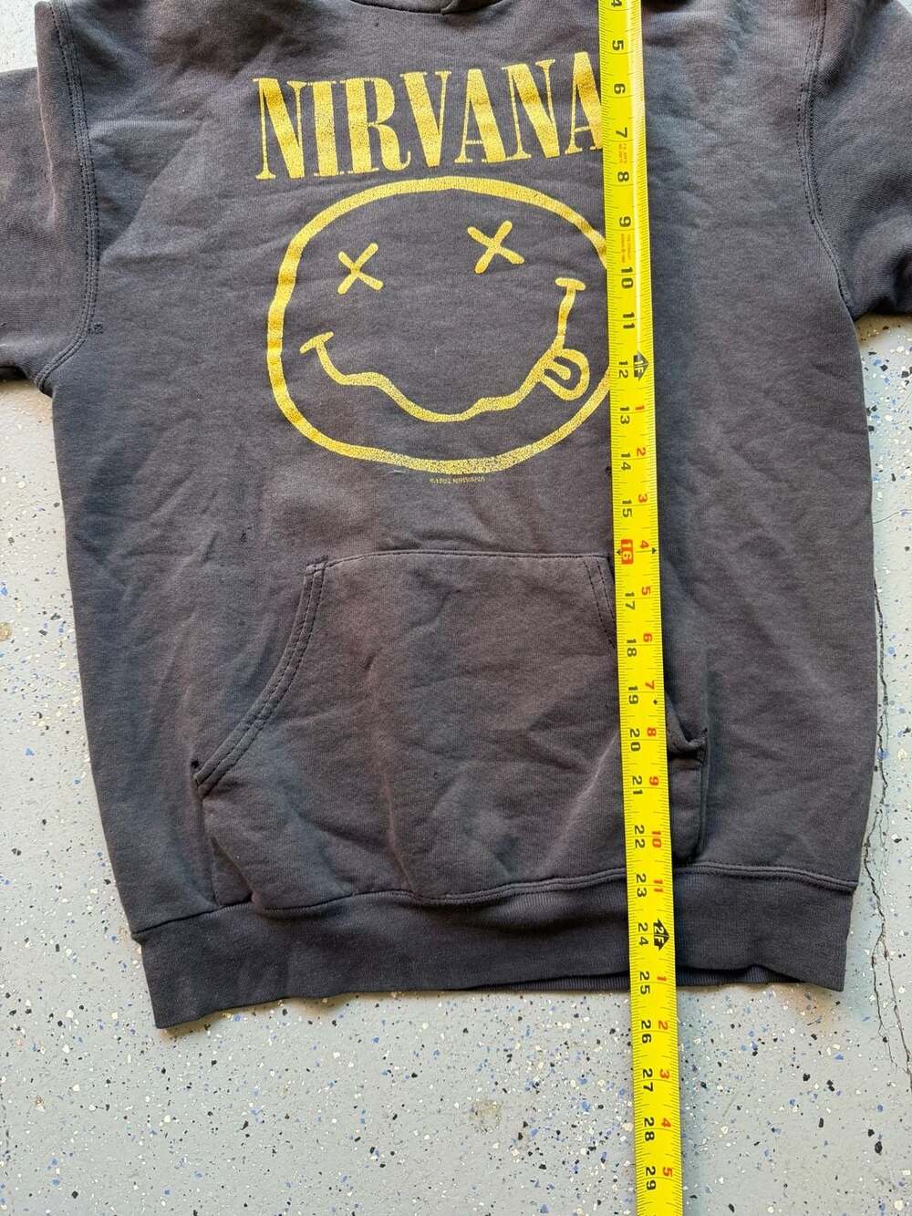 Vintage 1992 Original Nirvana Smiley Face Logo Graphic Hoodie - Picture 5 of 7